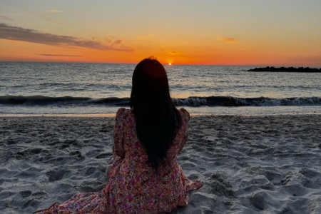 horizontal sunset girl on beach iam pooja1111