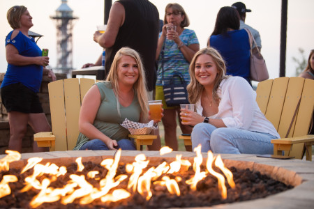 olivers beer garden ladies at fire pit april 25 from scotts