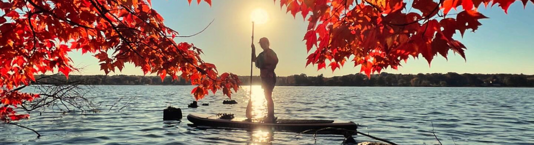 paddle boarding edinboro lake fall susnet  eyes wild 