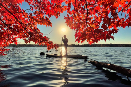 paddle boarding edinboro lake fall susnet  eyes wild