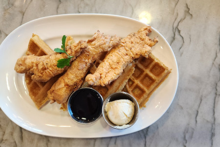 ChickenWaffles brunch credit Two45WaterfrontGrill