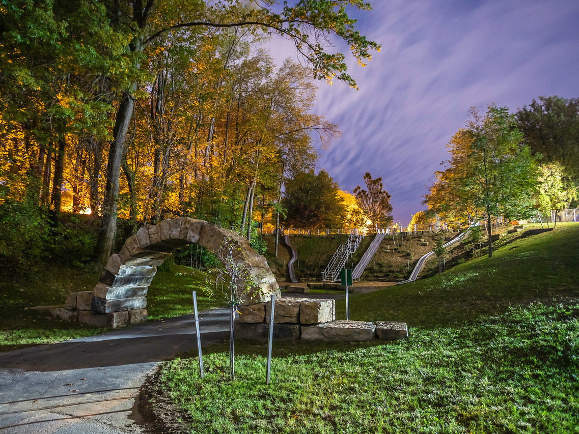 Frontier Park Slides at Night Gibbens