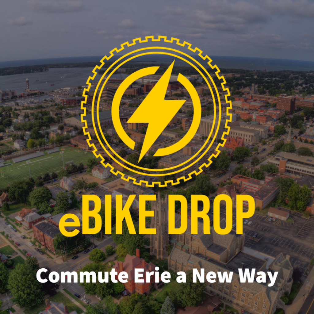 ebike drop overlayed on city
